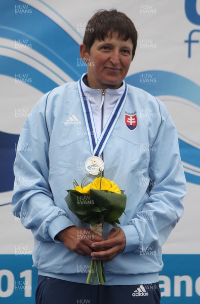 230613 - ICF Canoe Slalom World Cup Day 3-Elena Kalisha of Slovakia stands on the podium after winning Silver in the K1 Womens Final at the Canoe Slalom World Cup, Cardiff International White Water Centre