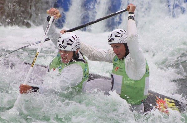 230613 - ICF Canoe Slalom World Cup Day 3-Ondrej Karlovsky and Jakub Jane in the C2 Mens Double Final at the Canoe Slalom World Cup, Cardiff International White Water Centre