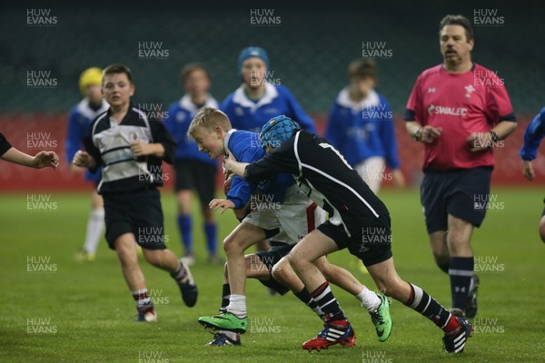 020414 - Pontyclun Primary v Langstone Primary, Inter School Under 11 Final, Millennium StadiumPontyclun in black and white kit take on Langstone in the final of the Inter Schools U11 Cup at the Millennium Stadium