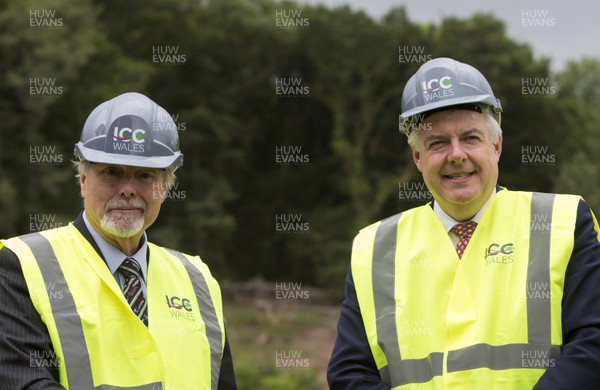 230617 - Picture shows Celtic Manor owner Sir Terry Matthews and First Minister Carwyn Jones at the site of the new International Convention Centre Wales at the Celtic Manor Resort Once complete in 2019, ICC Wales will provide total floor space for meetings, conferences, exhibitions and events An 837 million pound joint venture between Celtic Manor and Welsh Government