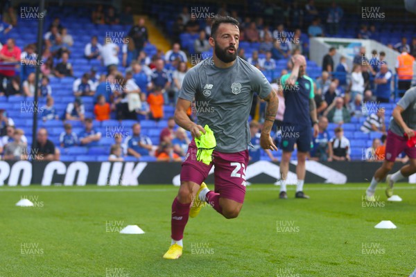020923 - Ipswich Town v Cardiff City - Sky Bet Championship - Manolis Siopis of Cardiff City warms up before kick off