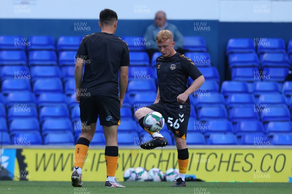 100821 - Ipswich Town v Newport County - Carabao Cup - Anuerin Livermore of Newport County during the warm up