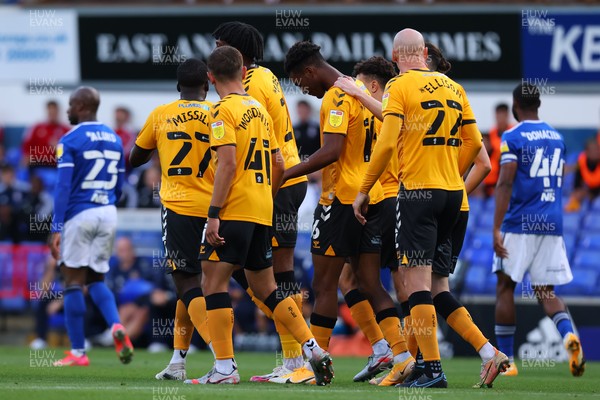 100821 - Ipswich Town v Newport County - Carabao Cup - Timmy Abraham of Newport County celebrates his goal for 0-1