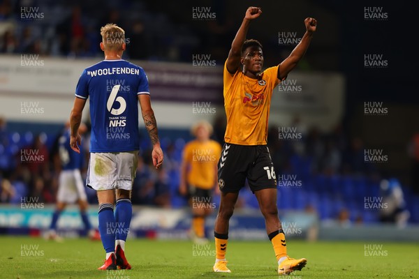 100821 - Ipswich Town v Newport County - Carabao Cup - Timmy Abraham of Newport County celebrates the 0-1 win