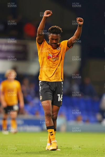 100821 - Ipswich Town v Newport County - Carabao Cup - Timmy Abraham of Newport County celebrates the 0-1 win