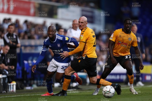 100821 - Ipswich Town v Newport County - Carabao Cup - Kevin Ellison of Newport County and Sone Aluko of Ipswich Town