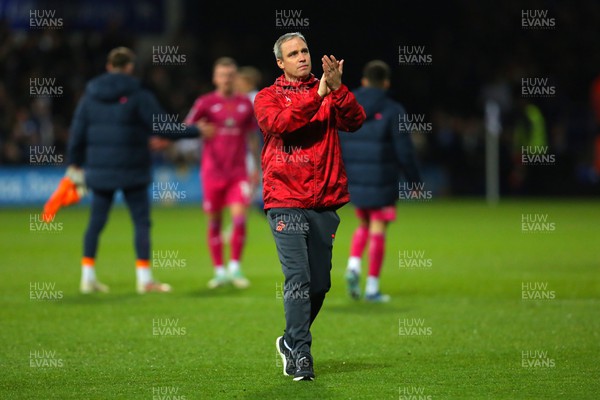 111123 - Ipswich Town v Swansea City - Sky Bet Championship -  Manager Michael Duff applauds the visiting fans 