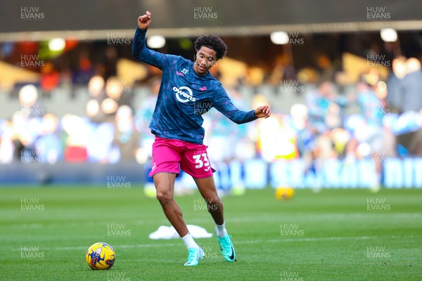 111123 - Ipswich Town v Swansea City - Sky Bet Championship - Bashir Humphreys of Swansea City warming up before the game against Ipswich