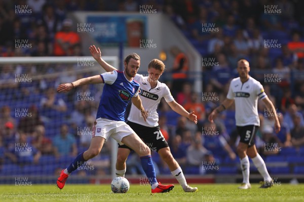 220419 - Ipswich Town v Swansea City - Sky Bet Championship - Will Keane of Ipswich Town and George Byers of Swansea City