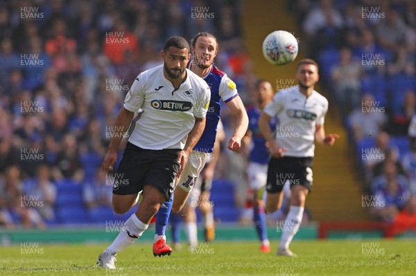 220419 - Ipswich Town v Swansea City - Sky Bet Championship - Cameron Carter-Vickers of Swansea City and Will Keane of Ipswich Town