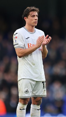 280226 - Ipswich Town v Swansea City - Sky Bet Championship - Goncalo Franco of Swansea City applauding fans at the end of the game 