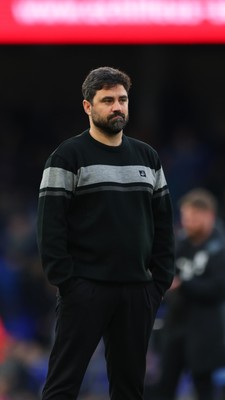 280226 - Ipswich Town v Swansea City - Sky Bet Championship - Manager of Swansea City, Vitor Matos looking at Swansea City fans after the game 