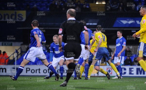 13.12.08 - Championship Football Ipswich Town v Cardiff City  Cardiff City's Gabor Gyepes (partly obscurred) scores the second goal of the afternoon (0-2)  