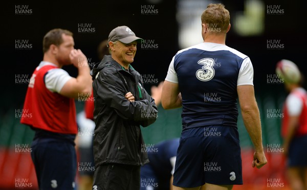 070815 - Ireland Rugby Training -Joe Schmidt and Jamie Heaslip during training