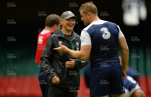 070815 - Ireland Rugby Training -Joe Schmidt and Jamie Heaslip during training