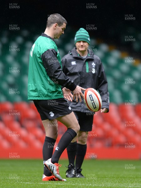 130315 - Ireland Rugby Training -Joe Schmidt and Jonny Sexton during training