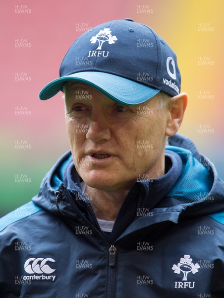 150319 - Ireland Rugby Captains Run, Principality Stadium - Ireland coach Joe Schmidt during a training session under an open roof at the Principality Stadium ahead of the Six Nations match against Wales tomorrow