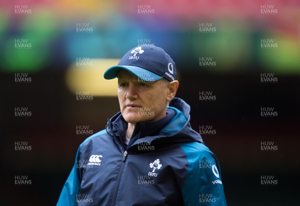 150319 - Ireland Rugby Captains Run, Principality Stadium - Ireland coach Joe Schmidt during a training session under an open roof at the Principality Stadium ahead of the Six Nations match against Wales tomorrow