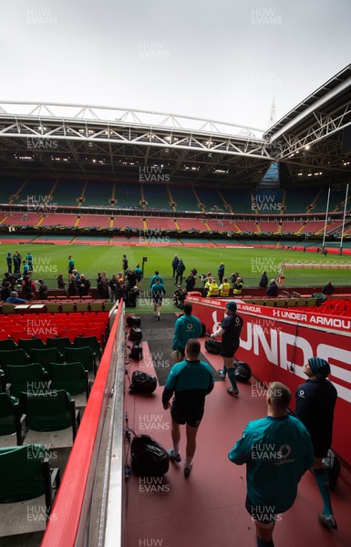 150319 - Ireland Rugby Captains Run, Principality Stadium - Irish players walk out for a training session under an open roof at the Principality Stadium ahead of the Six Nations match against Wales tomorrow