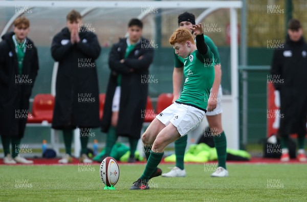310318 - Ireland U18 v Italy U18, U18s Six Nations Festival, Ystrad Mynach - A penalty by Nathan Doak of Ireland gives his team a win in their first match