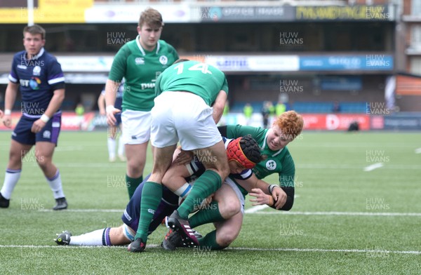 080418 - Ireland U18 v Scotland U18 - Under 18 Six Nations Festival - Conor Boyle of Scotland scores try