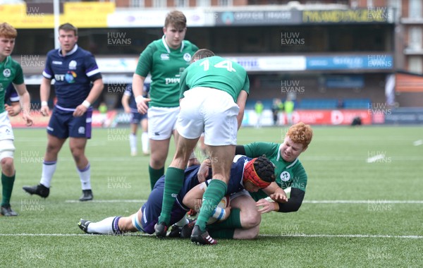 080418 - Ireland U18 v Scotland U18 - Under 18 Six Nations Festival - Conor Boyle of Scotland scores try