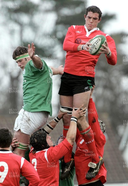 250206 Ireland U19 v Wales U19 -  Conor McInerney of Ireland and Lou Reed of Wales 