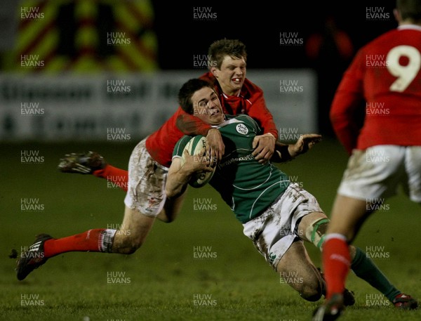 07.03.08 - Ireland Under 20 v Wales Under 20 - Under 20 Six Nations - Ireland's Eoin O'Malley with Daniel Biggar of Wales 