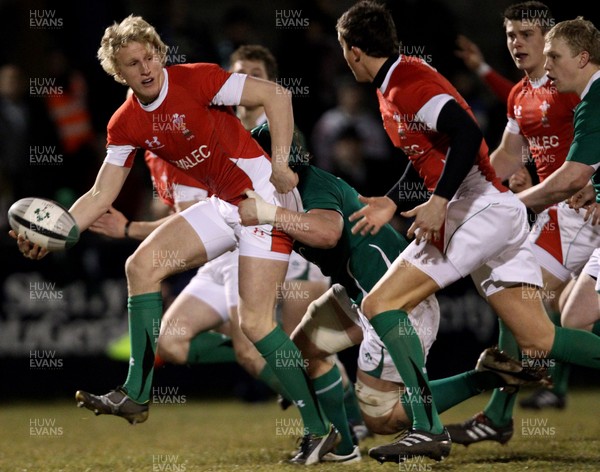 Under 20 Six Nations Championship 12/3/2010 Ireland U20s vs Wales U20s Wales' Ben John offloads as he gets tackled  