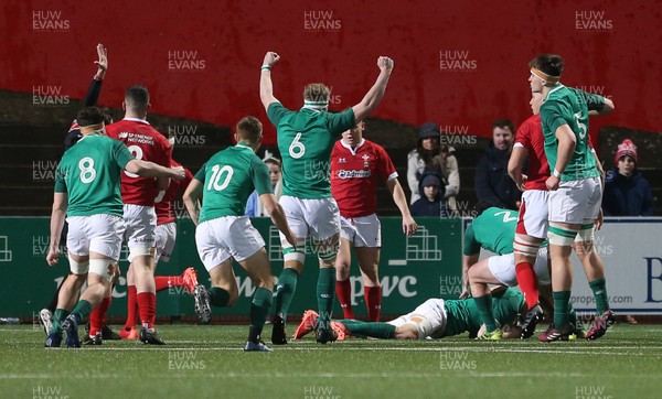 070220 - Ireland U20s v Wales U20s - U20s 6 Nations Championship - Ireland celebrate scoring a try in the opening minute