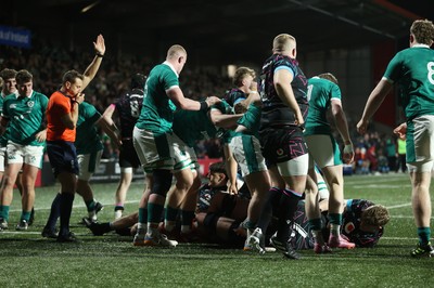 070326 - Ireland U20s v Wales U20s - U20s Six Nations Championship - Tom Howe of Wales pushes over the line to score a try