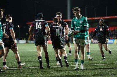 070326 - Ireland U20s v Wales U20s - U20s Six Nations Championship - Tom Bowen of Wales celebrates scoring a try with team mates