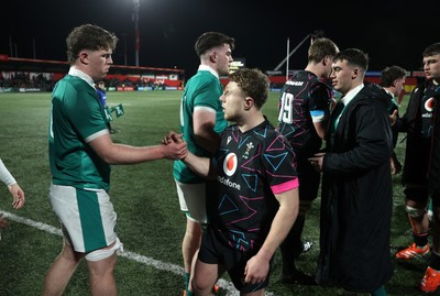 070326 - Ireland U20s v Wales U20s - U20s Six Nations Championship - Tom Bowen of Wales shakes hands with the opposition at full time