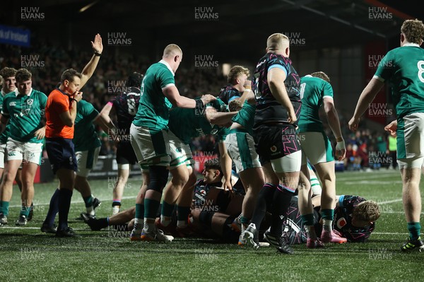070326 - Ireland U20s v Wales U20s - U20s Six Nations Championship - Tom Howe of Wales pushes over the line to score a try
