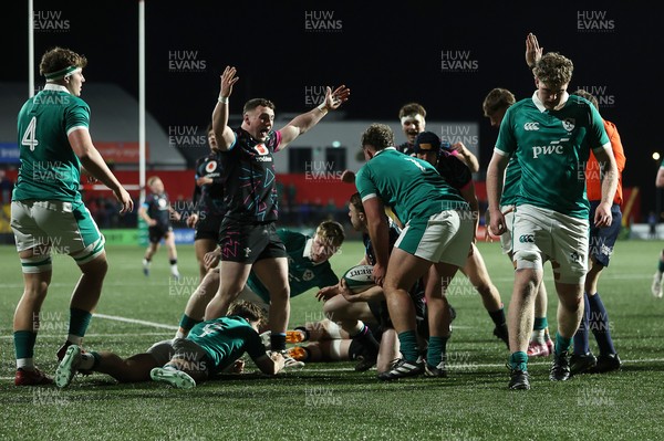 070326 - Ireland U20s v Wales U20s - U20s Six Nations Championship - Tom Bowen of Wales scores a try