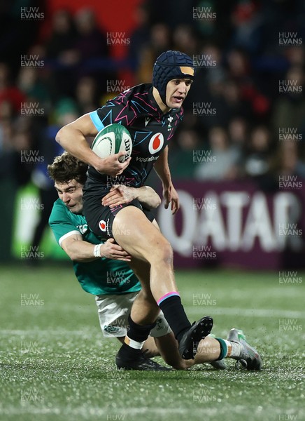 070326 - Ireland U20s v Wales U20s - U20s Six Nations Championship - Dylan Scott of Wales is tackled by Christopher Barrett of Ireland e
