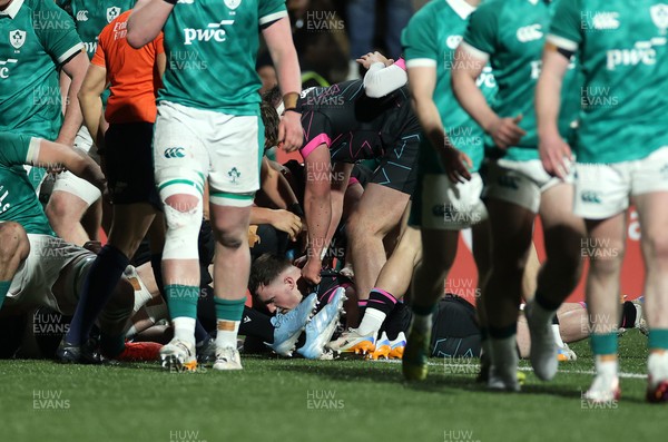 070326 - Ireland U20s v Wales U20s - U20s Six Nations Championship - Caio James of Wales scores a try