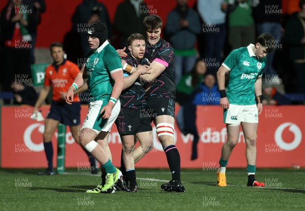 070326 - Ireland U20s v Wales U20s - U20s Six Nations Championship - Tom Bowen of Wales celebrates scoring a try