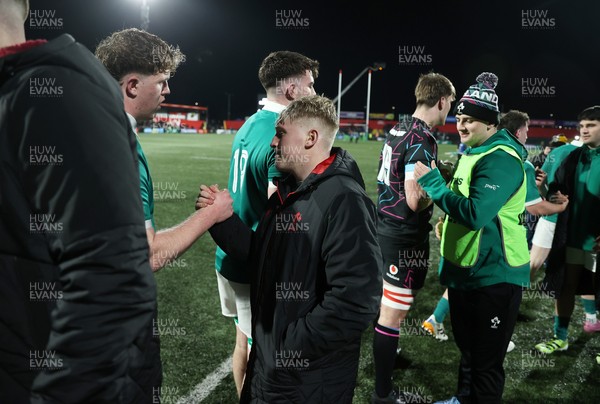 070326 - Ireland U20s v Wales U20s - U20s Six Nations Championship - Lloyd Lucas of Wales shakes hands with the opposition at full time