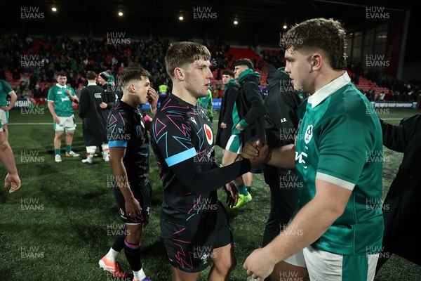 070326 - Ireland U20s v Wales U20s - U20s Six Nations Championship - Steffan Emanuel of Wales shakes hands with the opposition at full time