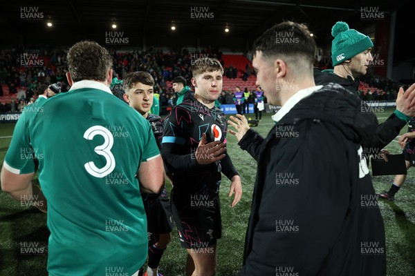 070326 - Ireland U20s v Wales U20s - U20s Six Nations Championship - Steffan Emanuel of Wales shakes hands with the opposition at full time