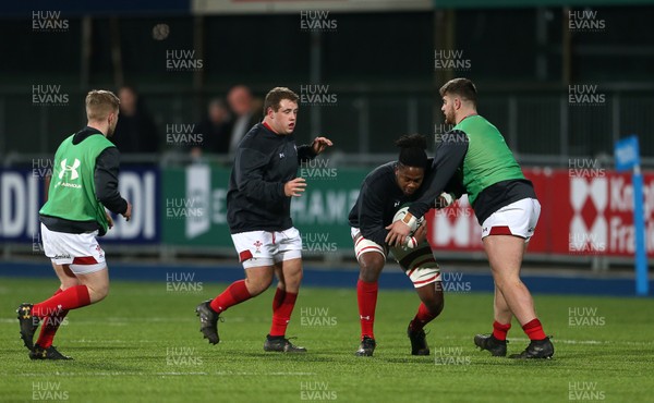 230218 - Ireland U20s v Wales U20s - Natwest 6 Nations - Max Williams of Wales during the warm up