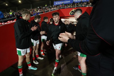 230224 - Ireland U20s v Wales U20s - U20s 6 Nations Championship - Harri Ackerman of Wales runs out onto the pitch