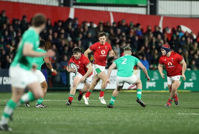 230224 - Ireland U20s v Wales U20s - U20s 6 Nations Championship - Harry Thomas of Wales 