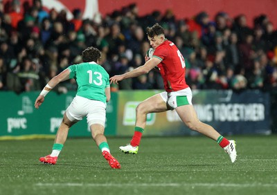 230224 - Ireland U20s v Wales U20s - U20s 6 Nations Championship - Louie Hennessey of Wales 