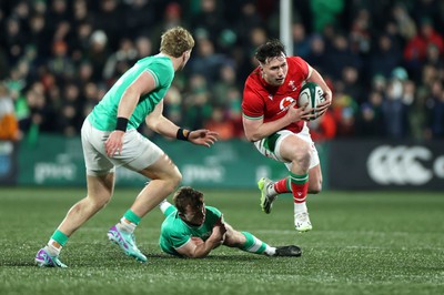 230224 - Ireland U20s v Wales U20s - U20s 6 Nations Championship - Harri Ackerman of Wales makes a break