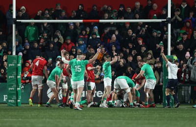 230224 - Ireland U20s v Wales U20s - U20s 6 Nations Championship - Ireland score a try