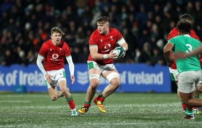 230224 - Ireland U20s v Wales U20s - U20s 6 Nations Championship - Owen Conquer of Wales 