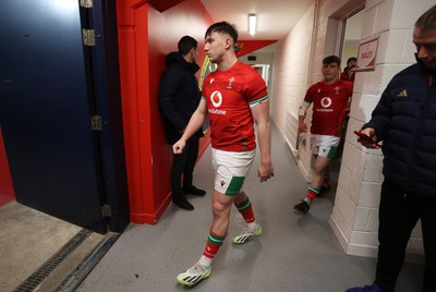 230224 - Ireland U20s v Wales U20s - U20s 6 Nations Championship - Harri Ackerman of Wales walks out the dressing room