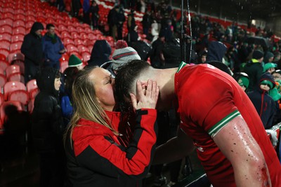 230224 - Ireland U20s v Wales U20s - U20s 6 Nations Championship - Harri Ackerman of Wales with family at full time